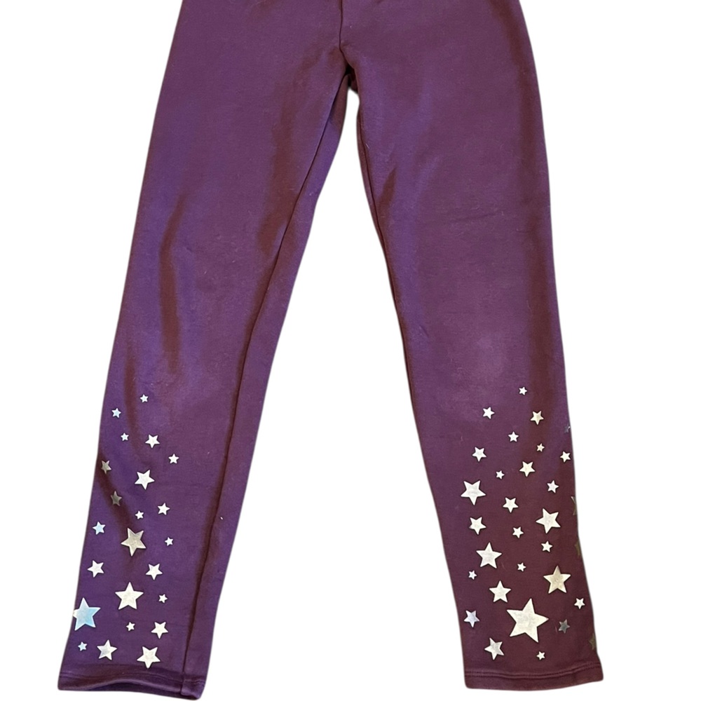 GAP Kids Deep Purple Extra Thick Leggings with Silver Stars, Size XXL (14/16)